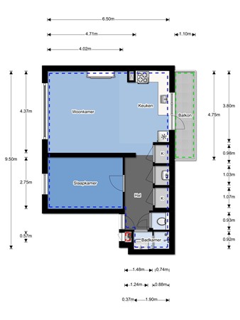 Rösener Manzstraat 77C, 3026 TM Rotterdam - plattegrond rosener manzstraat 77C.jpg