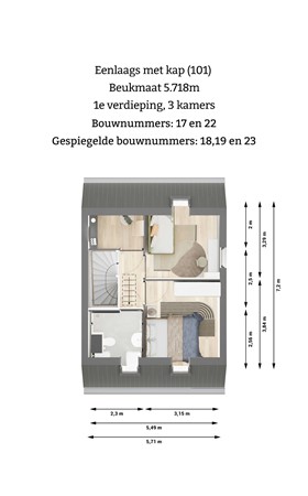 Pierswijk Bouwnummer 19, 9363 XD Marum - Plattegrond 1e verdieping 101.jpg