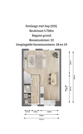 Pierswijk Bouwnummer 23, 9363 XD Marum - Plattegrond begane grond 101.jpg