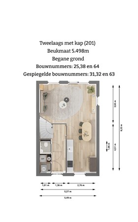 Pierswijk Bouwnummer 25, 9363 XD Marum - Plattegrond begane grond 201.jpg