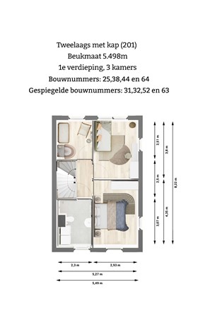 Pierswijk Bouwnummer 29, 9363 XD Marum - Plattegrond 1e verdieping 201.jpg