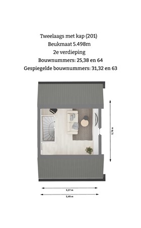 Pierswijk Bouwnummer 29, 9363 XD Marum - Plattegrond 2e verdieping 201.jpg