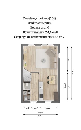 Pierswijk Bouwnummer 6, 9363 XD Marum - Plattegrond begane grond 301.jpg