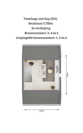 Pierswijk Bouwnummer 8, 9363 XD Marum - Plattegrond 2e verdieping 301.jpg