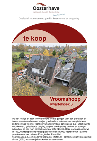 Brochure preview - VERKOOPBROCHURE KWARTELHOEK 6 VROOMSHOOP.pdf