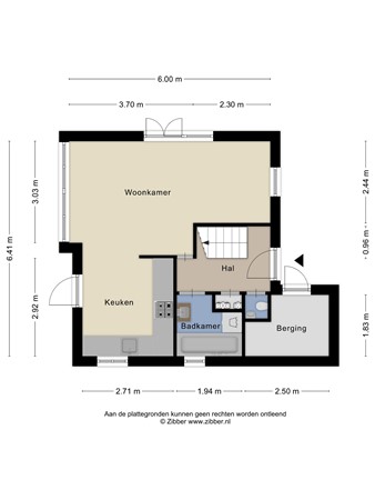 Plattegrond - Cranenburgsestraat 23E60A, 6561 AM Groesbeek - 455085_2D_Begane_Grond_Cranenburgsestraat_23_60A_Groesbeek_01.jpg