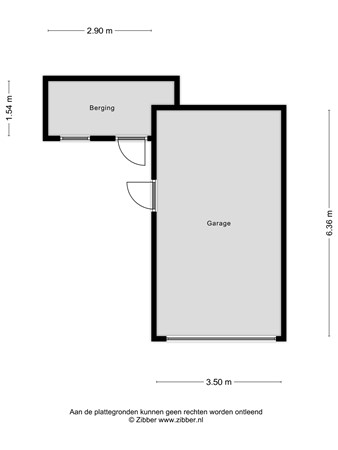 Plattegrond - Zevenheuvelenweg 6, 6561 ES Groesbeek - 456327_2D_Garage_Zevenheuvelenweg_6_Groesbeek_04.jpg