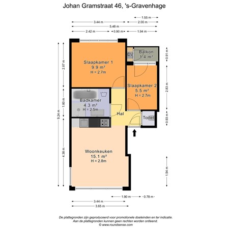 Floorplan - Johan Gramstraat 46, 2522 XA Den Haag