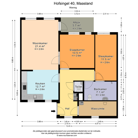 Floorplan - Hofsingel 40, 3155 AL Maasland