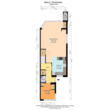 Floorplan - Bark 2, 2636 DD Schipluiden