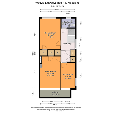 Floorplan - Vrouwe Lideweysingel 13, 3155 VV Maasland