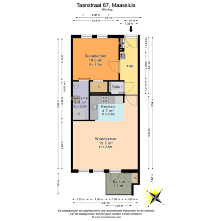 Floorplan - Taanstraat 67, 3143 BG Maassluis