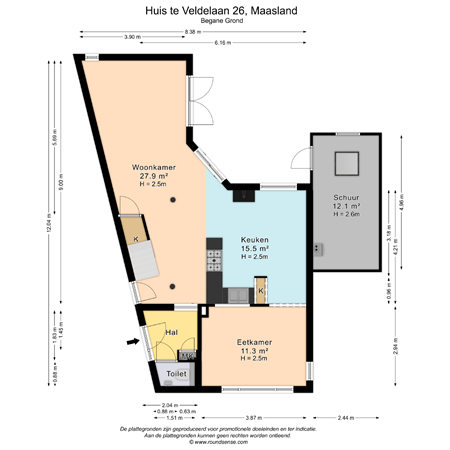 Floorplan - Huis te Veldelaan 26, 3155 SE Maasland