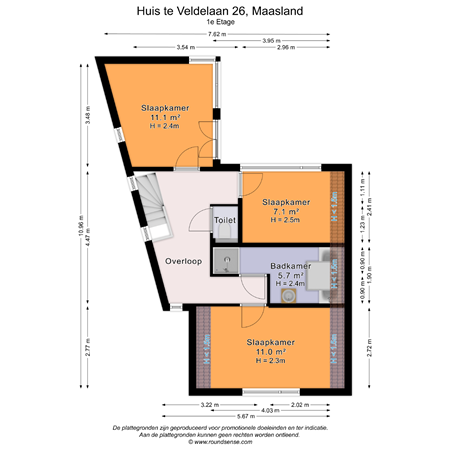 Floorplan - Huis te Veldelaan 26, 3155 SE Maasland