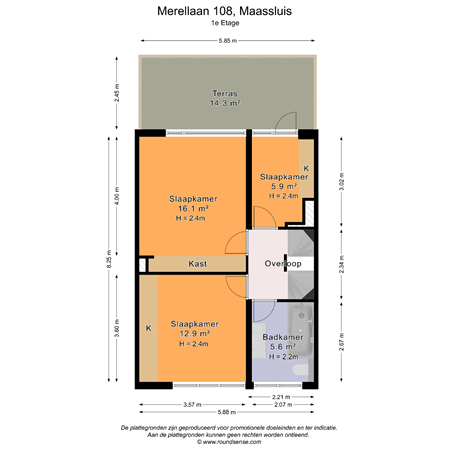 Floorplan - Merellaan 108, 3145 XG Maassluis