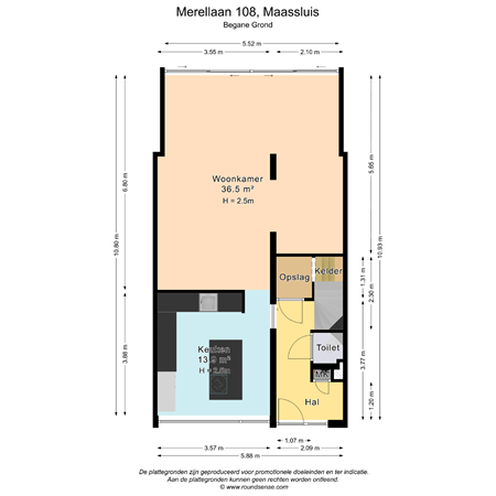 Floorplan - Merellaan 108, 3145 XG Maassluis