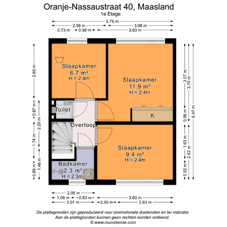 Floorplan - Oranje-Nassaustraat 40, 3155 VJ Maasland