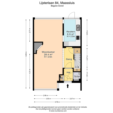 Floorplan - Lijsterlaan 84, 3145 VK Maassluis