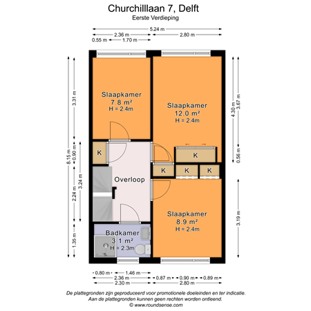 Floorplan - Churchilllaan 7, 2625 GS Delft