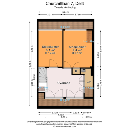 Floorplan - Churchilllaan 7, 2625 GS Delft