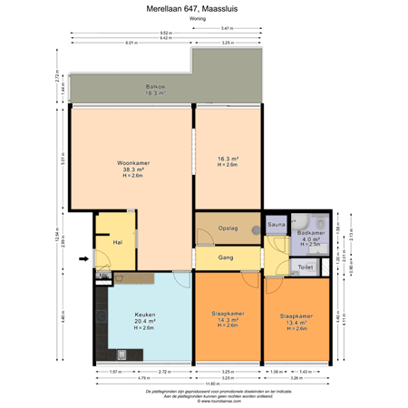 Floorplan - Merellaan 647, 3145 GA Maassluis