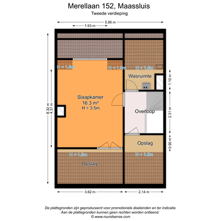 Floorplan - Merellaan 152, 3145 XH Maassluis
