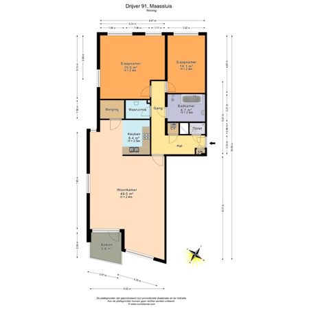 Floorplan - Drijver 91, 3144 GD Maassluis