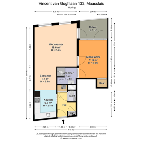 Floorplan - Vincent van Goghlaan 133, 3141 KT Maassluis