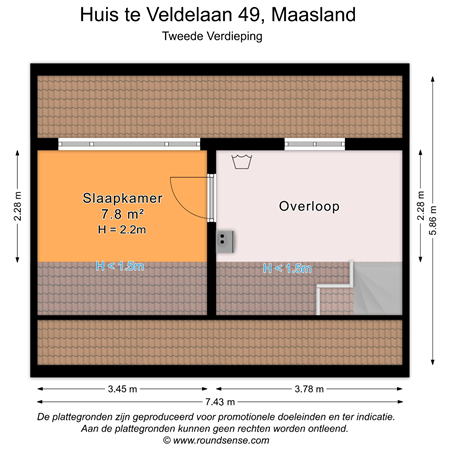 Floorplan - Huis te Veldelaan 49, 3155 SC Maasland