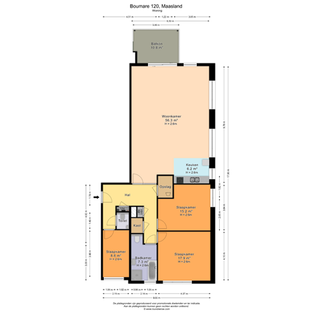 Floorplan - Boumare 120, 3155 PB Maasland