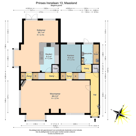 Floorplan - Prinses Irenelaan 13, 3155 TK Maasland