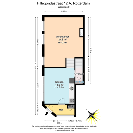 Floorplan - Hillegondastraat 12A, 3051 PB Rotterdam