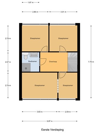 Floorplan - Donizettistraat 15, 7604 JN Almelo