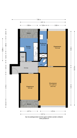 Floorplan - Lingestraat 52, 7417 BW Deventer