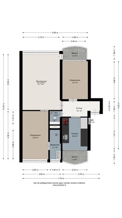 Floorplan - Haringvlietstraat 120, 7417 TK Deventer