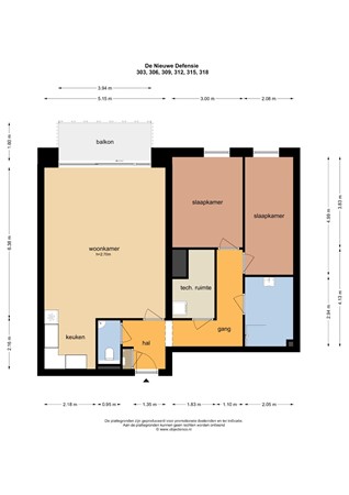 Floorplan - De Nieuwe Defensie | Appartement L Bouwnummer 303, 3527 KW Utrecht