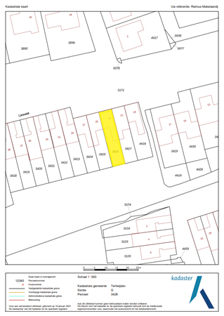 Liesveld 23, 4844 RB Terheijden - Kadastrale kaart Liesveld 23 THD gearceerd.PNG