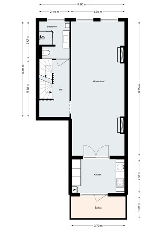 Zuidsingel 20A, 4611 LJ Bergen op Zoom - Plattegrond - Begane grond - Zuidsingel 20-A Bergen op Zoom.jpg