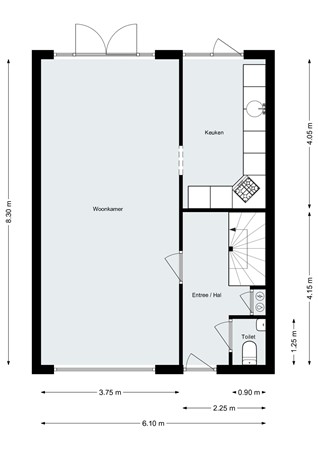 Proveniersblok 48, 4623 VP Bergen op Zoom - Plattegrond - Begane grond - Proveniersblok 48 Bergen op Zoom.jpg