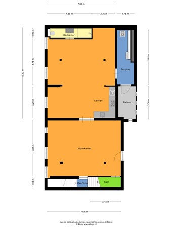 Plattegrond - Oostwal 202B, 5341 KS Oss - 387833_2D_Eerste_verdieping_Oostwal_202_b_Oss_02.jpg