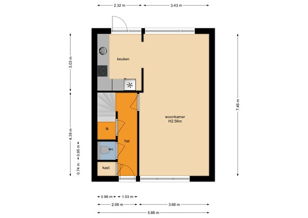 Floorplan - Huygenslaan 34, 6901 LD Zevenaar