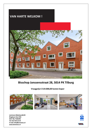 Brochure -  - Bisschop Janssensstraat 28, 5014 PK Tilburg
