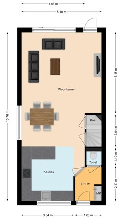 Plattegrond - Muggenbergstraat 55, 5045 DH Tilburg 
