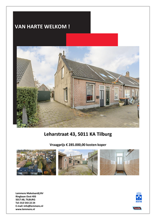 Brochure -  - Leharstraat 43, 5011 KA Tilburg