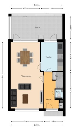 Plattegrond - Beethovenlaan 199, 5011 LG Tilburg 