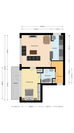 Plattegrond - Postelse Hoeflaan 59A, 5042 KB Tilburg 