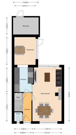 Plattegrond - Coba Pulskenslaan 9, 5025 WD Tilburg 
