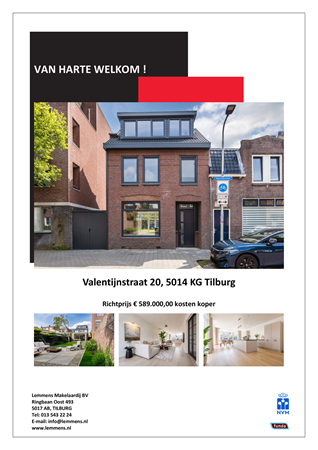Brochure -  - Valentijnstraat 20, 5014 KG Tilburg