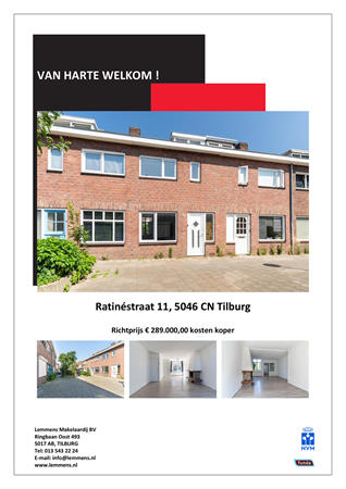 Brochure -  - Ratinéstraat 11, 5046 CN Tilburg