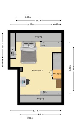 Plattegrond - Roggestraat 54, 5025 MB Tilburg 